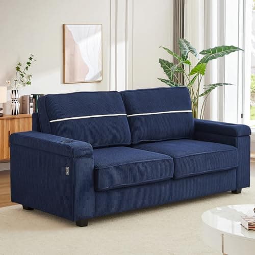 86.5 Comfy Sofa Couch with USB/Type-C Charging Port & Cup Holders