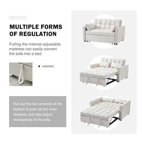 Beige 3-in-1 Sleeper Sofa Bed with Storage – Modern Lounge Furniture