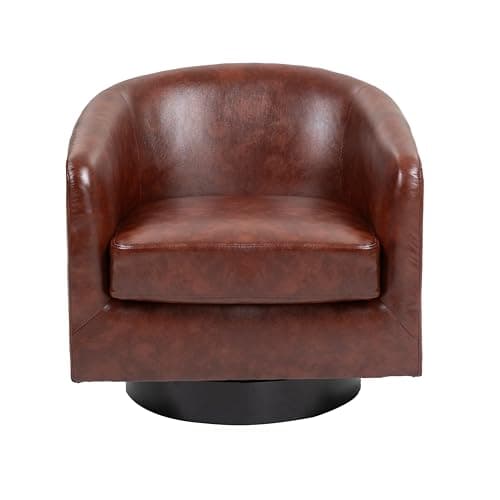 Modern Cream UIXE PU Leather Swivel Barrel Club Chair Set (2)