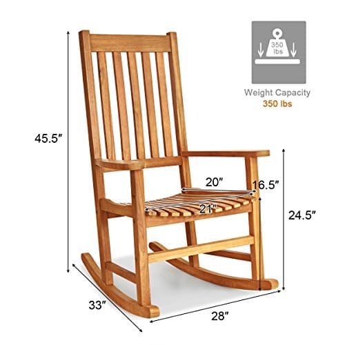 Giantex Natural Acacia Wood Rocking Chair for Garden and Patio