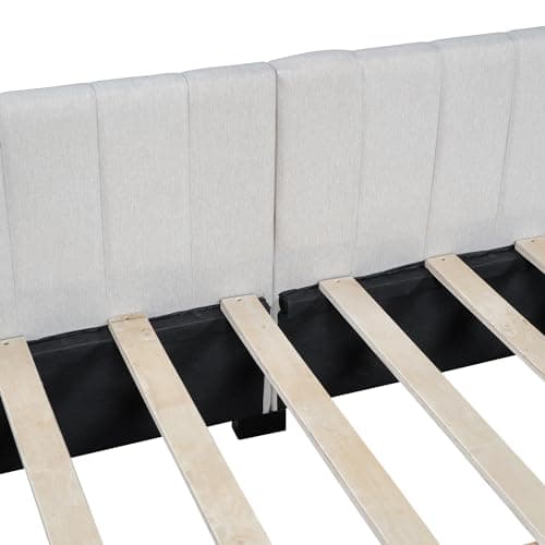 Merax Daybed with Storage Drawers, Sofa Bed Frame in Beige Linen Fabric