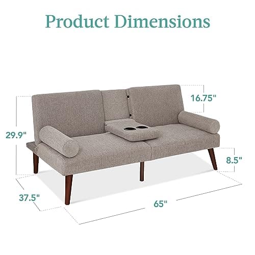 Best Choice Products Mid-Century Modern Convertible Futon Sofa Bed, Gray