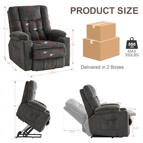 Elderly Lift Chair with Massage & Heating, Recliner with Cup Holders & USB Port