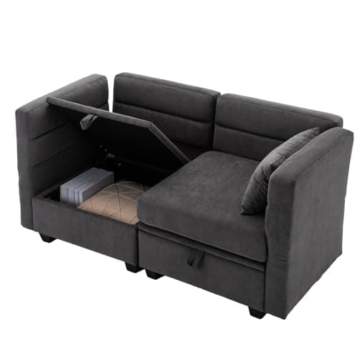 Asunflower Dark Grey 2 Seater Office Sofa with Storage and Ottoman