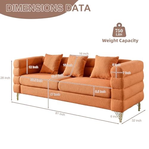 Oversize 2 Pieces Sofa Set, 81 Inch Comfy 3 Seater Sofa, Modern Futon Couch, Bouclé Teddy Cloud Sofa