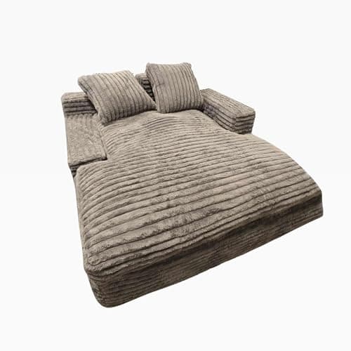 Beige Oversized Chaise Lounge Chair - Large Floor Recliner for Living Room and Bedroom