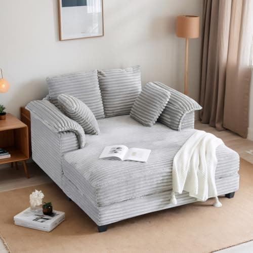 VINGLI 56" Oversized Corduroy Recliner Bed for Living Room and BedROOM