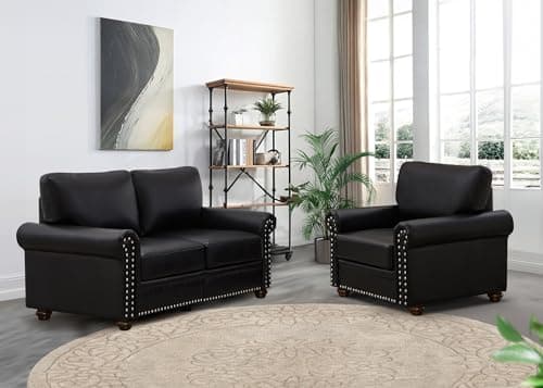 Chesterfield Living Room Furniture Set with Storage, Navy Blue