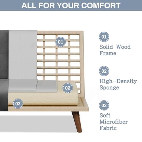 JAMFLY Futon Couch Sofa Bed for Small Spaces (Dark Gray)