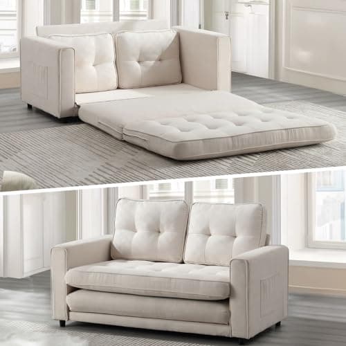 Convertible Loveseat Sleeper Couch with Legs and Back Cushion