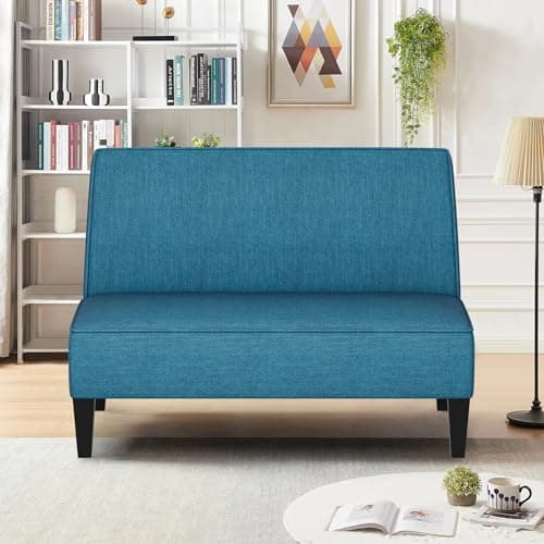 Changjie Blue Small Loveseat Sofa for Bedroom and Living Room