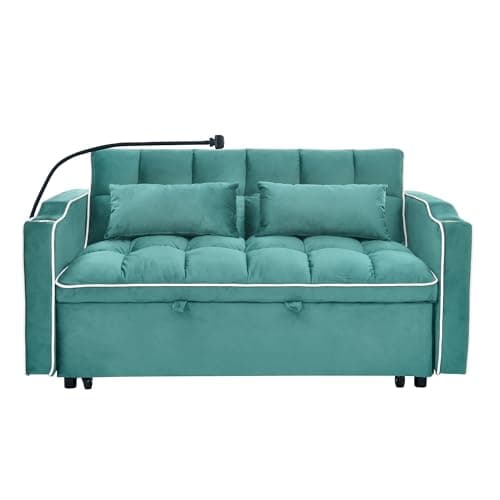 Eafurn Queen Size 3-in-1 Pull Out Sofa Bed with Storage Velvet Couch