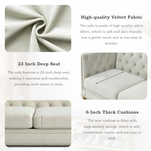 JEEOHEY Oversized Velvet Sofa Couch for Living Room,Bedroom,Office - 3 Seater Deep Seat Sofa with Button Nailhead Beige
JEEOHEY Modern Chesterfield Sofa - 3 Seater Deep Seat Couch with Button Nailhead for Living Room,Beijing,Office Beige
JEEOHEY Upho