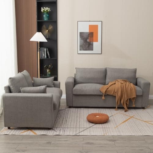 Panana Modern 2 Seater Love Seat Sofa with Storage, Light Gray Linen