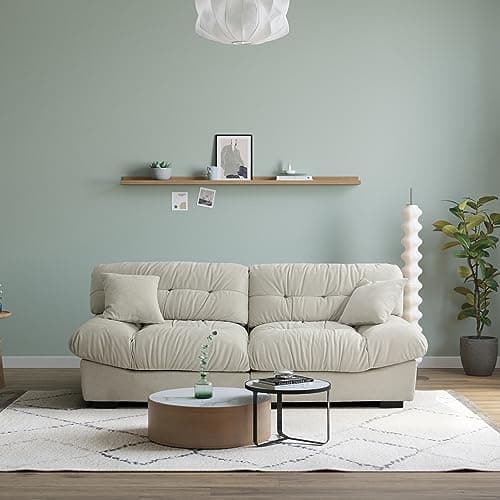 Pink Oversized JACH Sectional Couch with Thick Cushion and Two Pillows