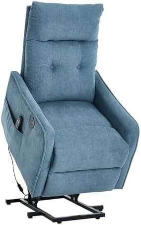 Power Lift Recliner Chair with Heat and Massage for Elderly, Electric Recliner Chairs with Standing Assistance, 2 Cup Holders, 4 Pockets, USB Charge Port, Breathable Leather Brown