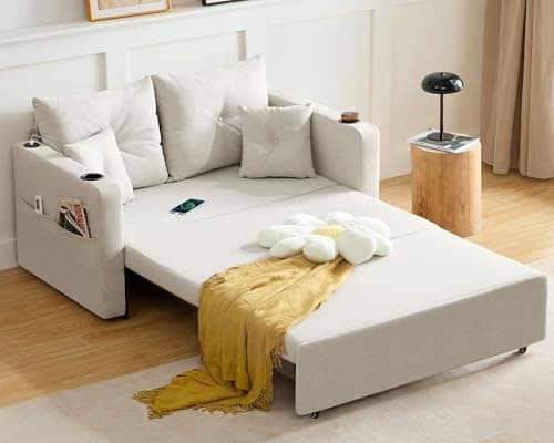 3-in-1 Full Size Grey Sleeper Sofa Bed with Storage & USB, Living Room & Bedroom Essential
