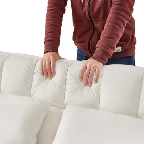 JEEOHEY Off White Convertible Sleeper Sofa Bed, Modern Velvet 53" Sofa Bed for Small Space & Living Room