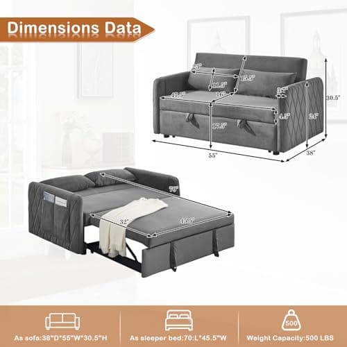Convertible Sleeper Sofa Couch with Pull Out Bed