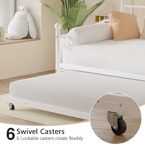 VECELO Twin Daybed with Trundle & Metal Frame, Strong Steel Support