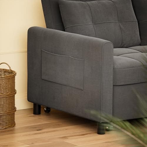 Gizoon 3-in-1 Loveseat Sleeper Sofa Bed with Pull-Out Couch, Linen Fabric, Dark Grey, for Living Room & Apartment