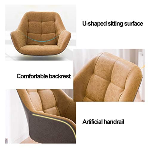 360 Degree Swivel PU Leather Desk Chair, Height Adjustable for Home Office and Living Room