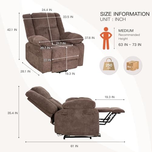 PayLessHere Electric Massage and Heat Recliner Chair with Standing Assistance for Elderly People in Living Room
| Comfy PayLessHere Electric Power Lift Recliner with Extended Footrest for Elderly Living Room Use
| PayLessHere Overstuffed Electric Re