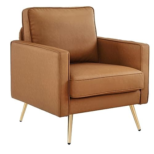 VINGLI Cognac 56" PU Leather 2-Seater Loveseat Sofa