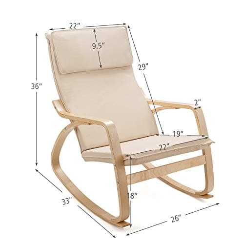 Giantex Beige Rocking Chair with Removable Cushion, Modern Armchair