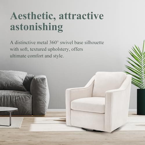 COLAMY Beige 360° Swivel Accent Chair with Track Arms