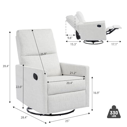 Beige Reclining Rocking Chair for Adults & Nursery Living Room Bed