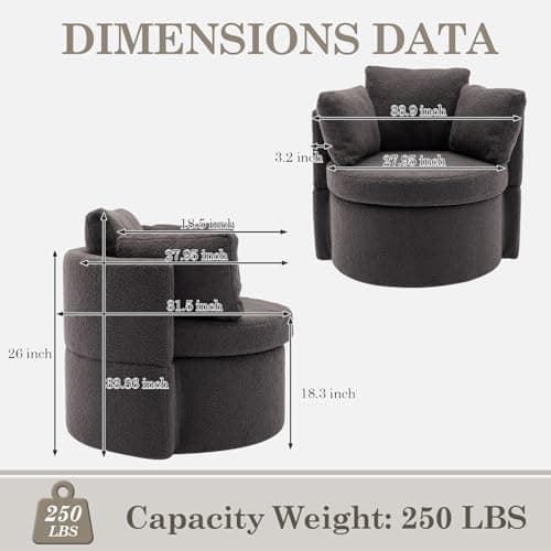 Modern Swivel Barrel Chair Set with Storage Function