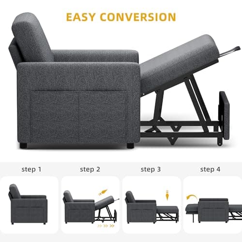 YITAHOME 3-in-1 Convertible Sofa Chair Bed, Grey
