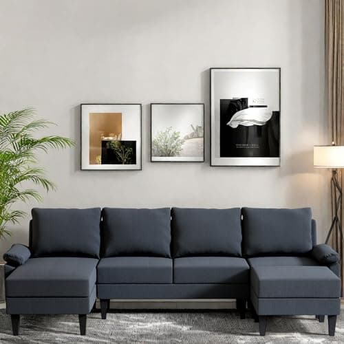 L-Shaped Convertible Sofa Bed with Storage, Black