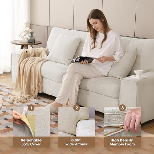 DOPEDIO Modern Loveseat Sofa for Living Room with Chenille Recliner and Beige Removable Cover
| DOPEDIO Beige Chenille Recliner Loveseat for Small Spaces with Easy Assembly
| DOPEDIO Spring Cushioned Loveseat Sofa with Beige Solid Wood Frame for Liv