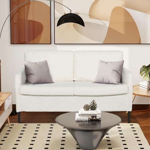 TYBOATLE Beige Modern Small LoveSeat Sofa for Living Room and Compact Spaces