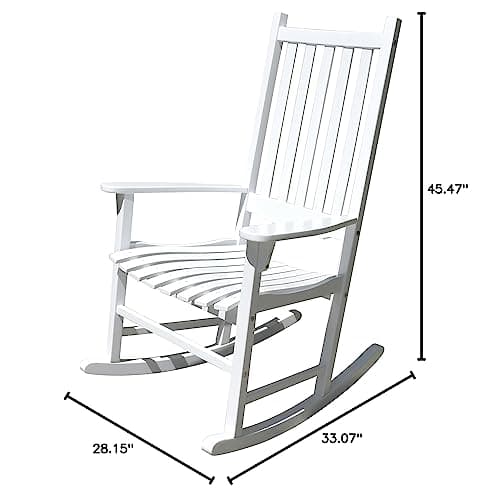 Acacia Wood White Porch Rocker/Rocking Chair