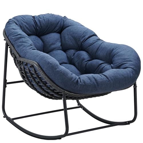 Oversized Grey Rattan Royal Rocking Chair, Indoor & Outdoor Patio Furniture