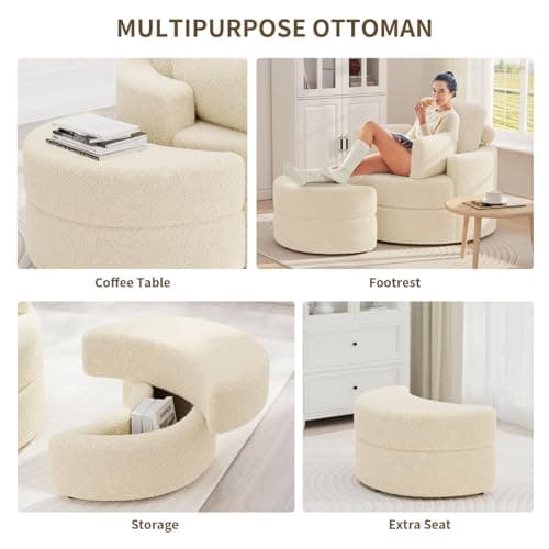 Single Swivel Chair with Ottoman for Living Room