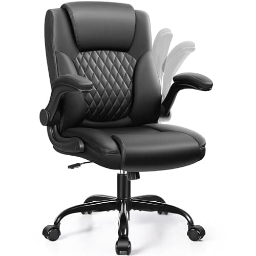 Gray PU Leather Office Chair with Ergonomic Back Support and Adjustable Armrests