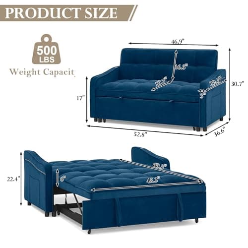 Modern 3-in-1 Sleeper Sofa with USB Port for Small Spaces