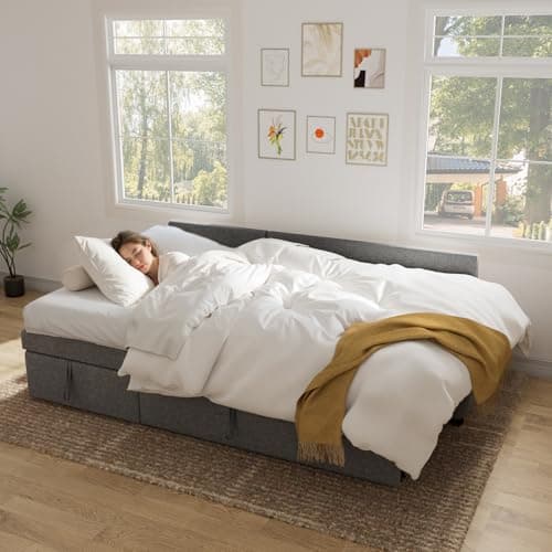 Dark Grey 2-in-1 Sleeper Sofa with Pullout Bed and Charging Station