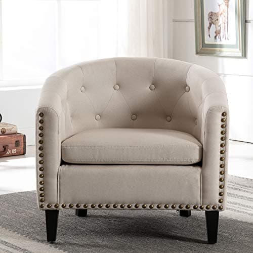 Modern PU Leather Tufted Barrel Chair - Sleek & Premium Living Room & Bedroom Seating