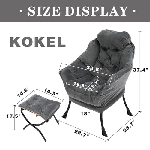 Dark Gray Contemporary Lounge Chair with Folding Ottoman