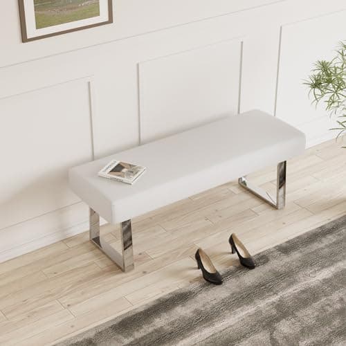 Indoor Corner Upholstered Bench with Metal Legs for Entryway and Living Room