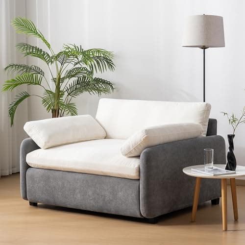 Oversized Blue Gray 55" Chaise Lounger with Chenille Fabric & Charging Station