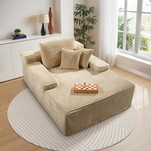 Weaxty Comfy Chaise Lounge Chair, 54" Deep, Grey