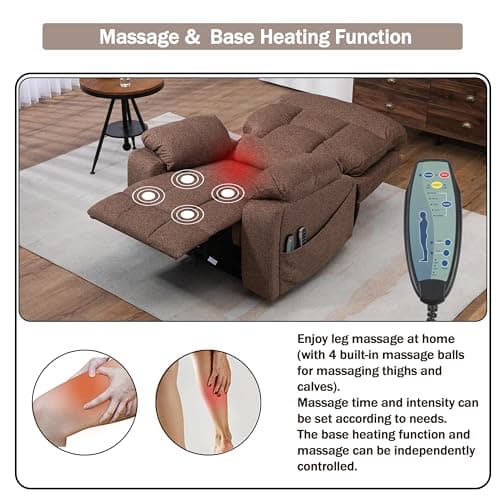 OKIN Motor Power Lift Recliner Chair with Heat Massage and Adjustable Support for Elderly Adults