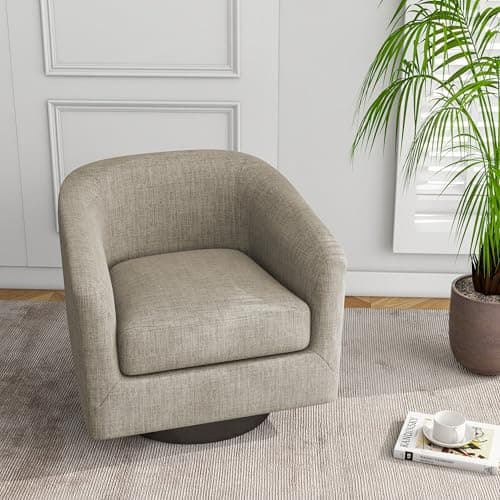 Modern Cream UIXE PU Leather Swivel Barrel Club Chair Set (2)