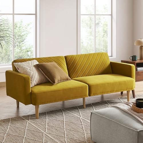 Mopio Mocha Brown Premium Velvet Futon Sofa Bed